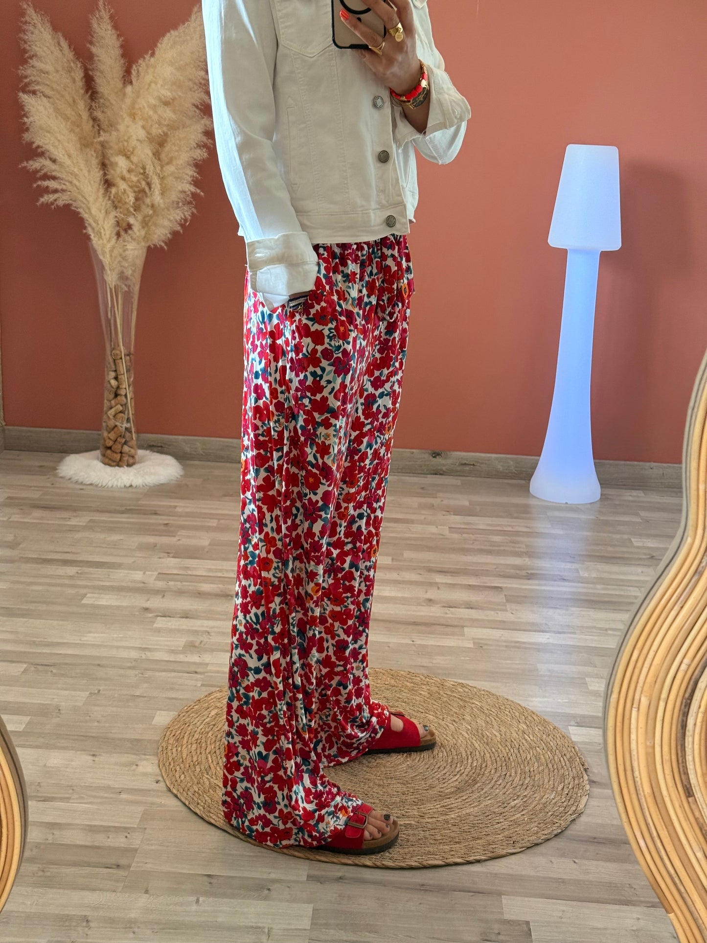 Pantalon large fleur
