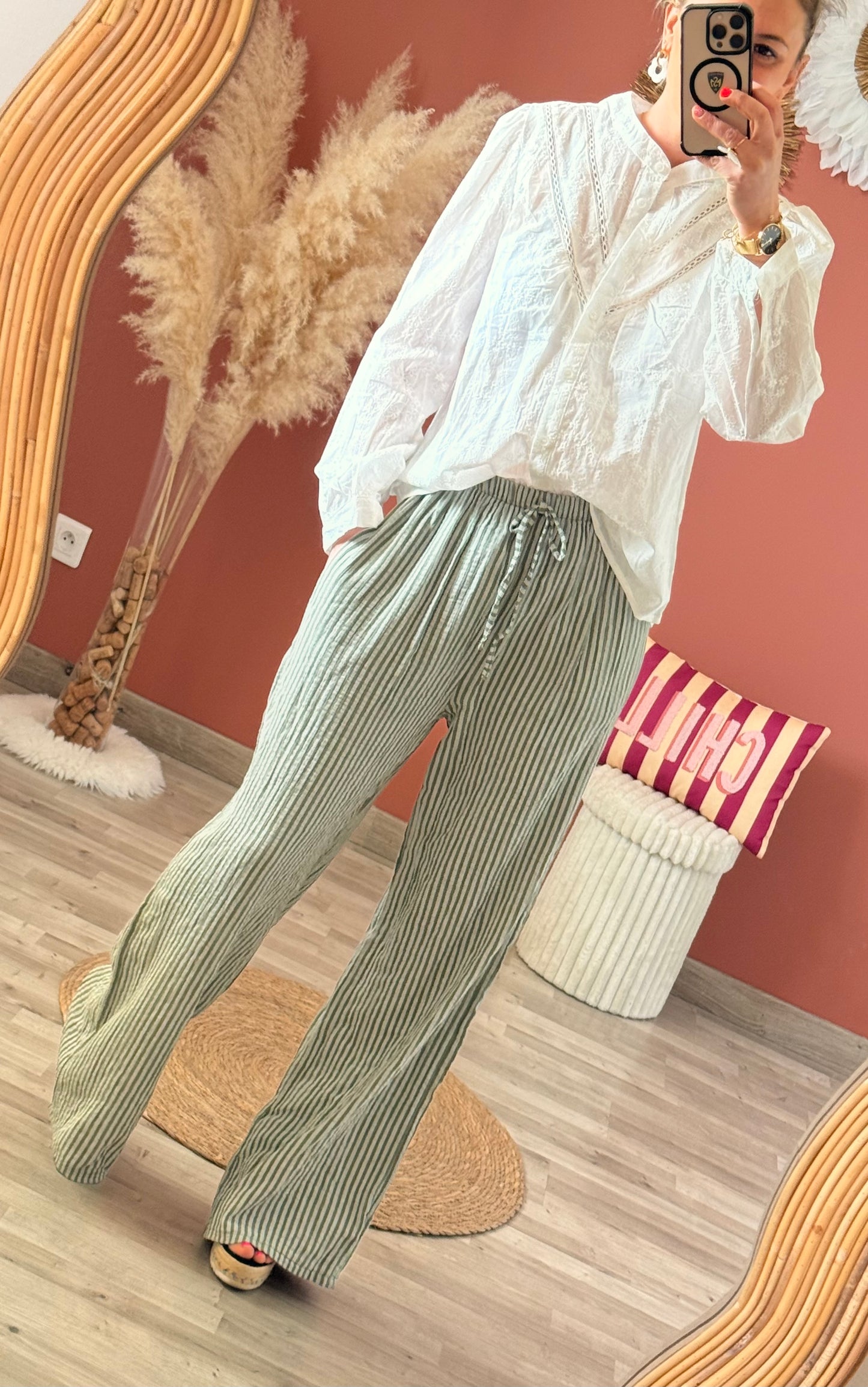Pantalon à rayures fine