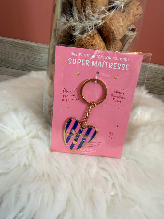 Porte clés Atsem ou maîtresse en or 💙❤️