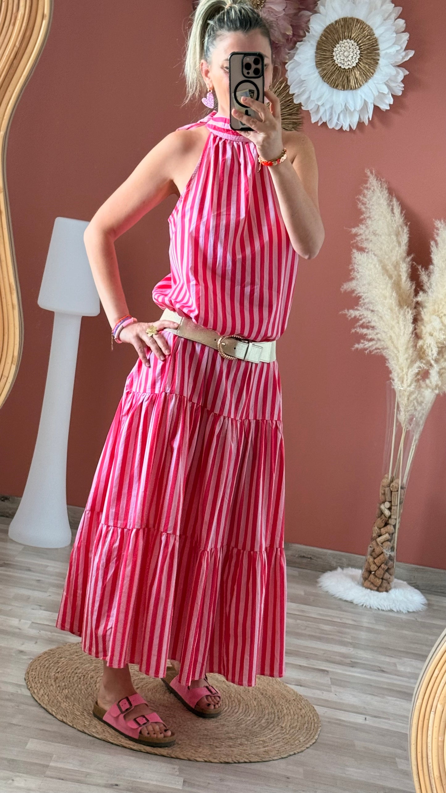 Robe longue à rayures