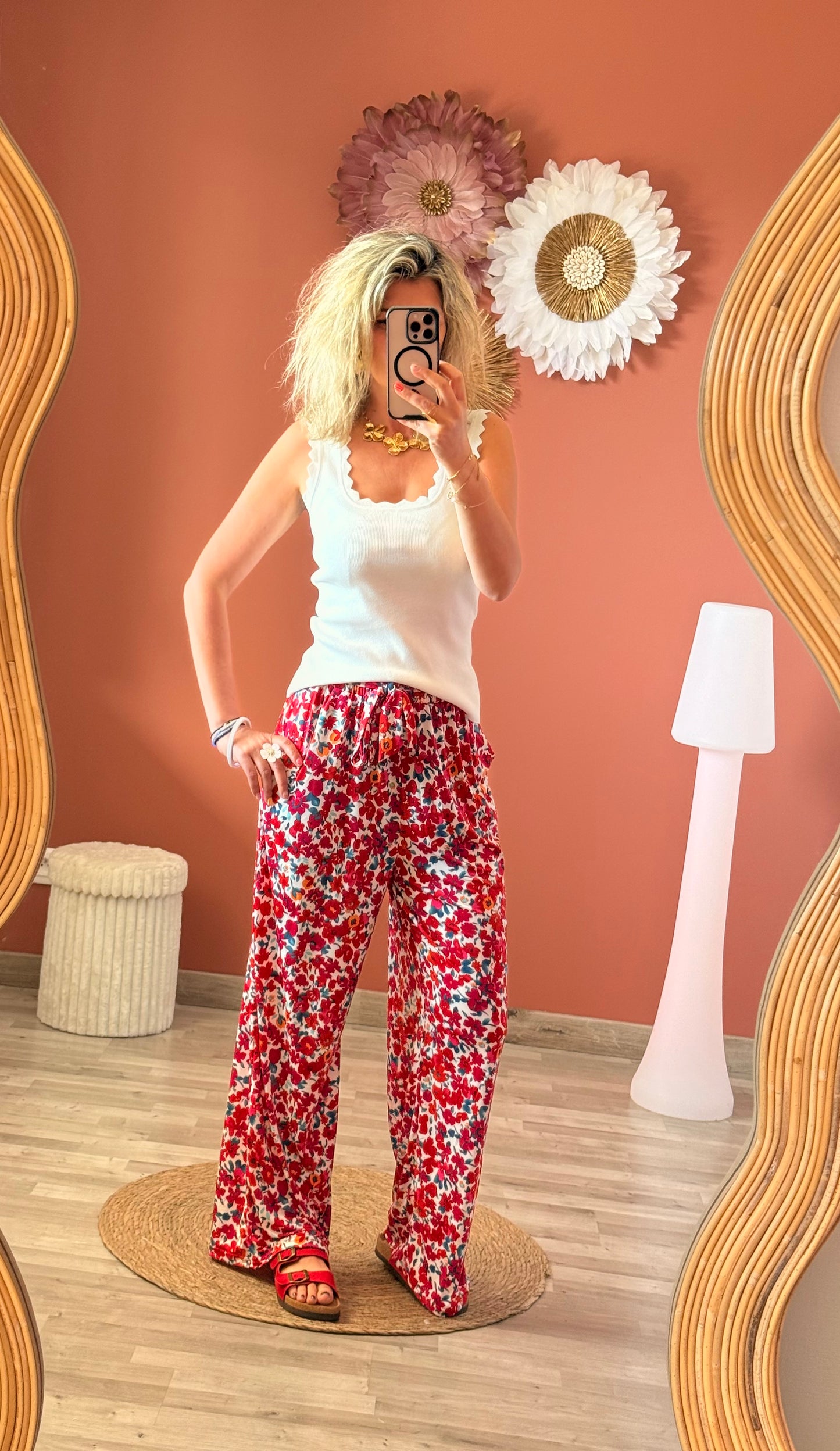 Pantalon large fleur