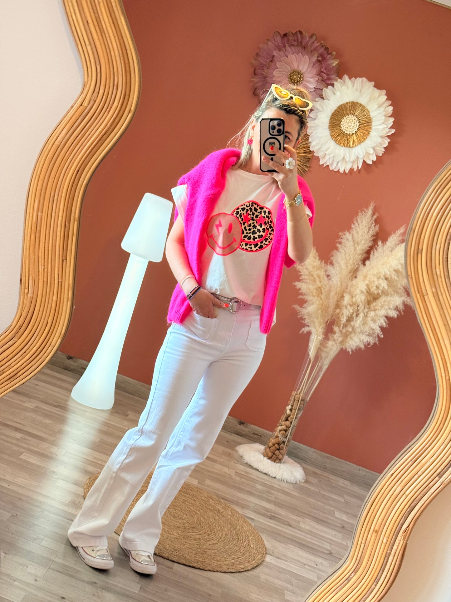 Tee shirt smiley fluo