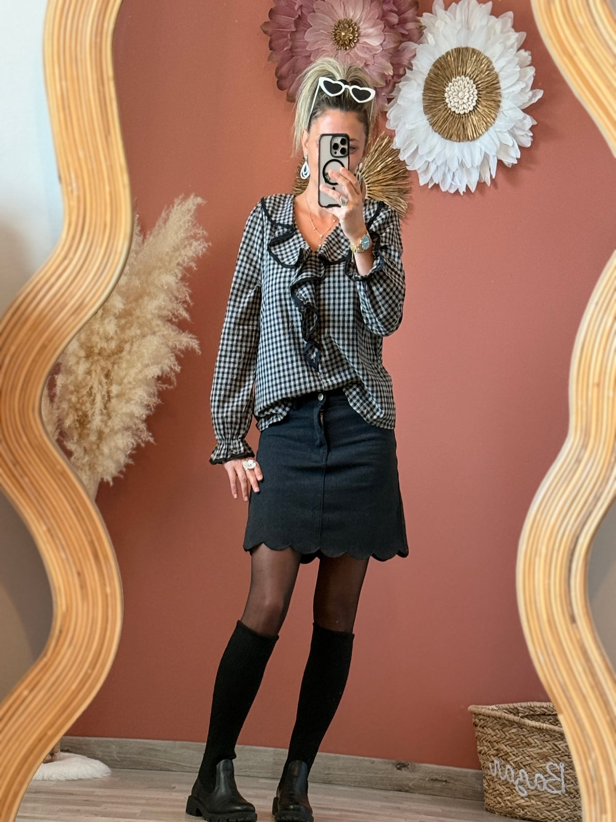 Blouse à carreaux volant Nina 🖤