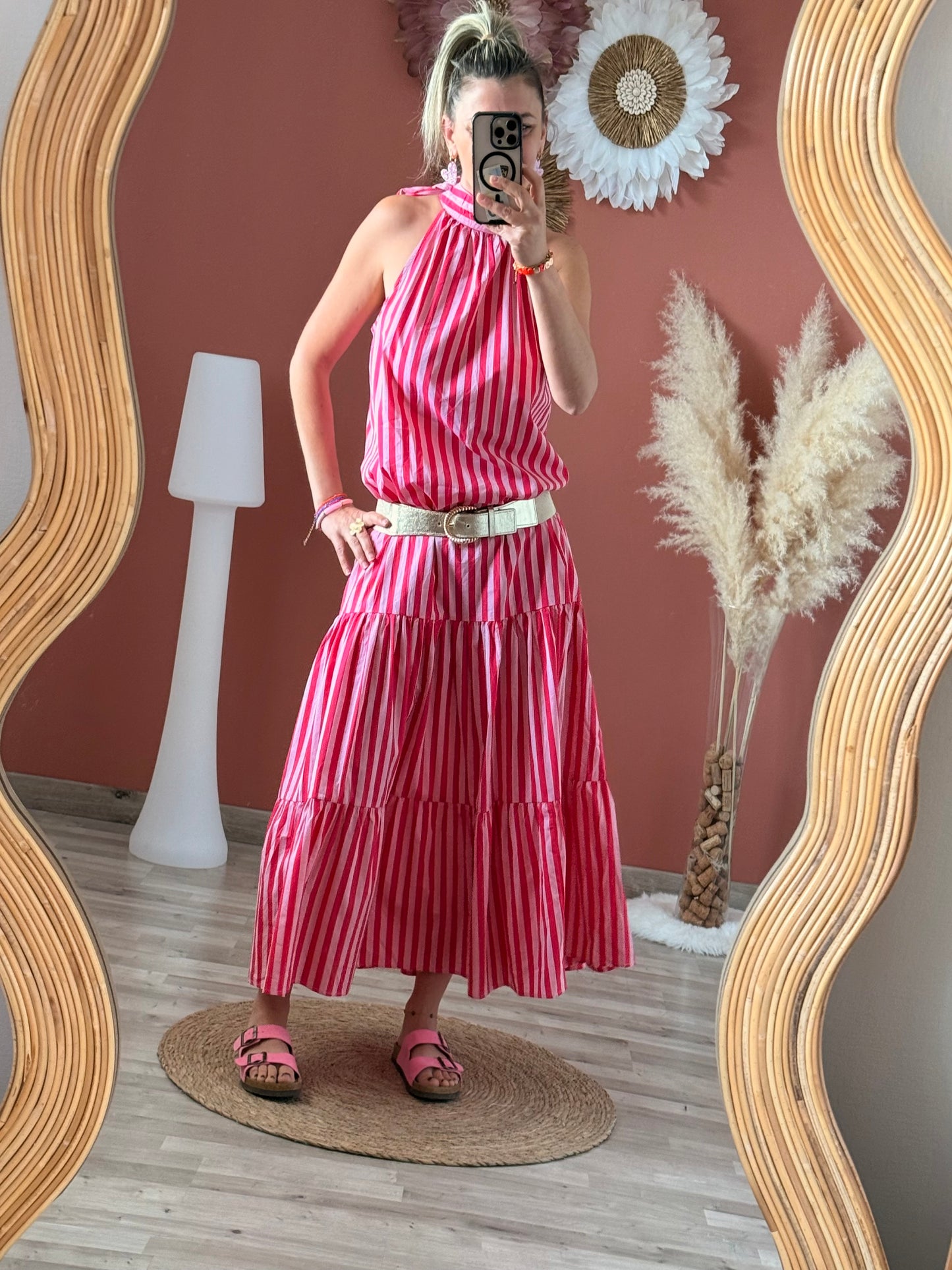 Robe longue à rayures
