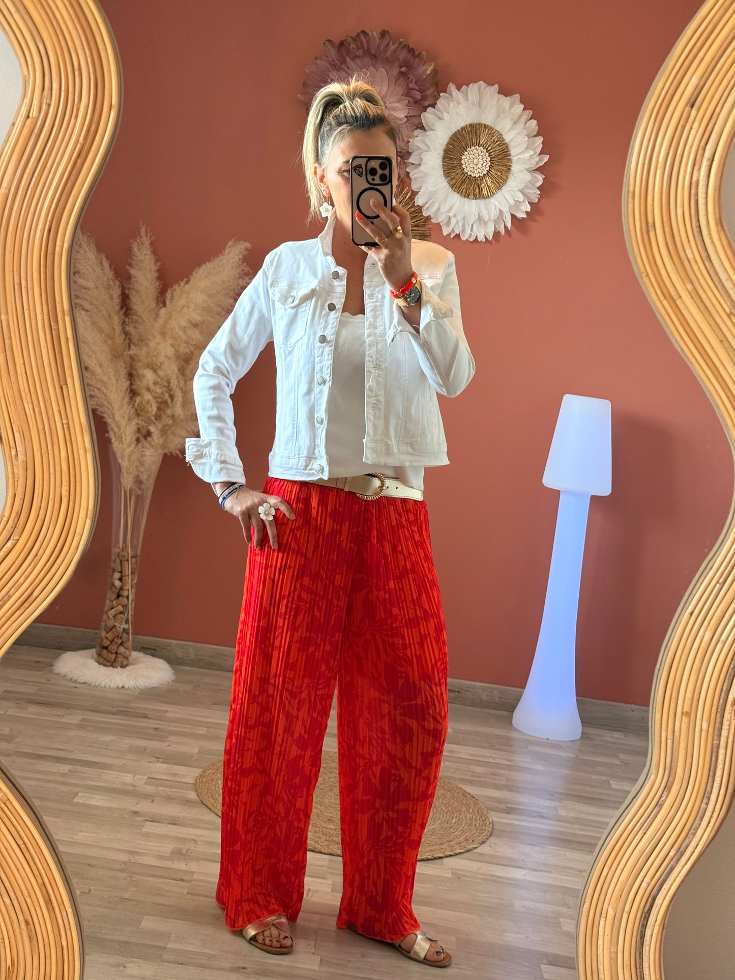 Pantalon large plissée