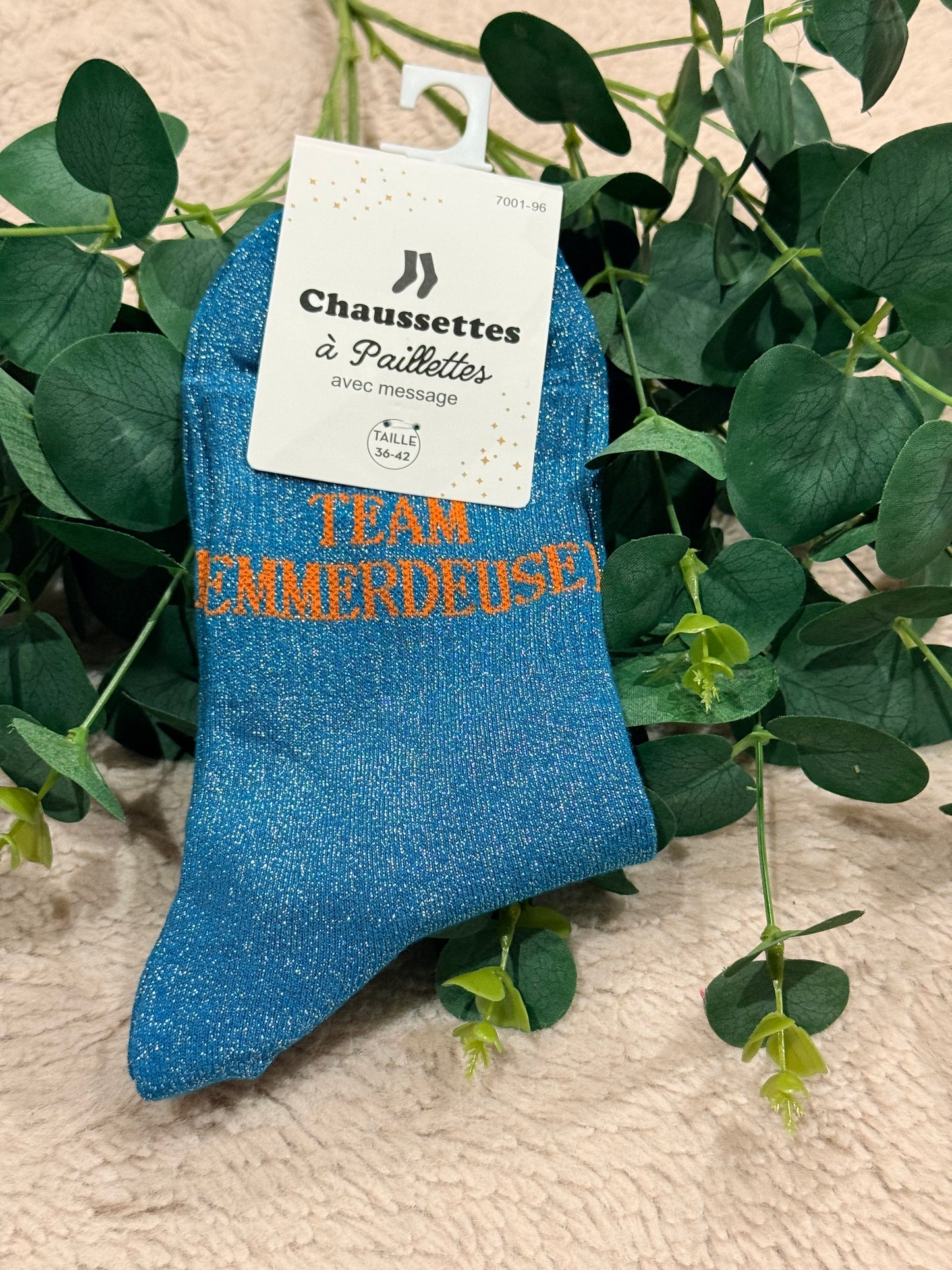 Chaussette à paillettes Team emmerdeuses 🩷