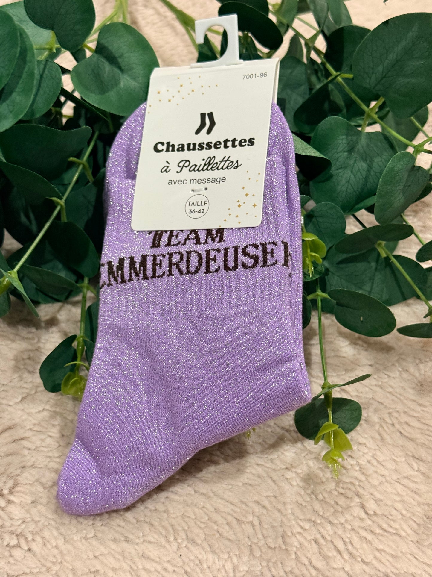 Chaussette à paillettes Team emmerdeuses 🩷