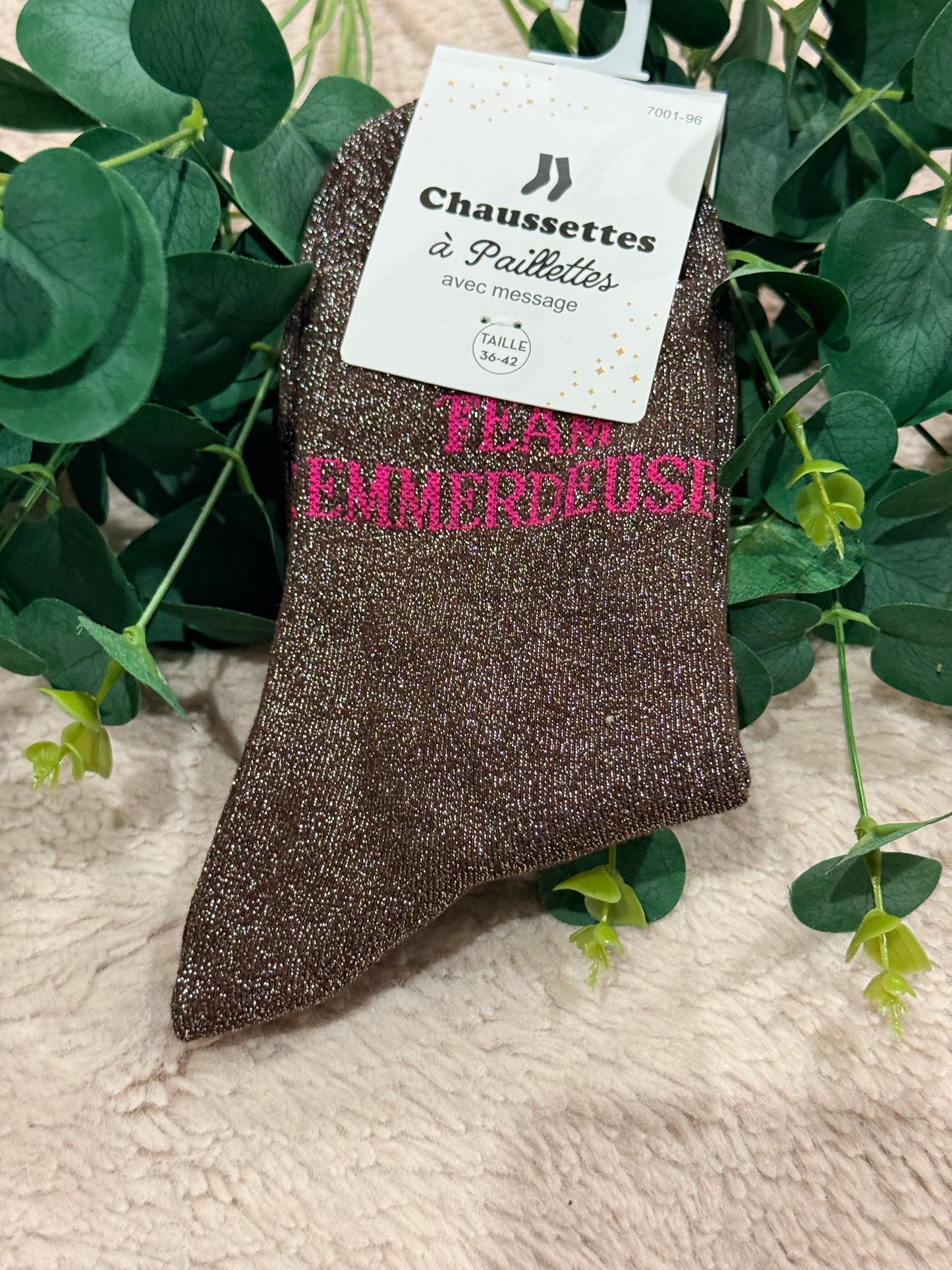 Chaussette à paillettes Team emmerdeuses 🩷