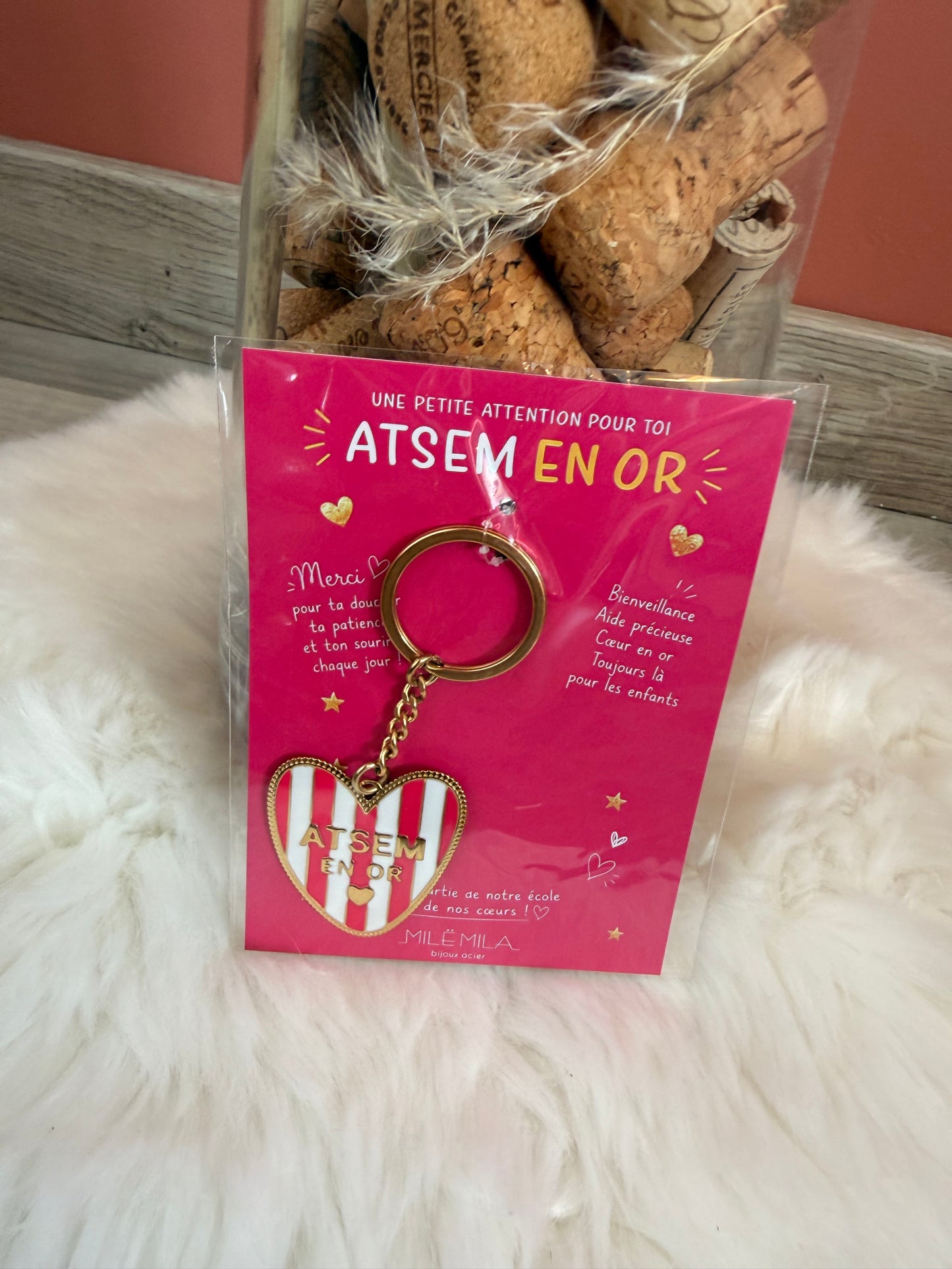 Porte clés Atsem ou maîtresse en or 💙❤️