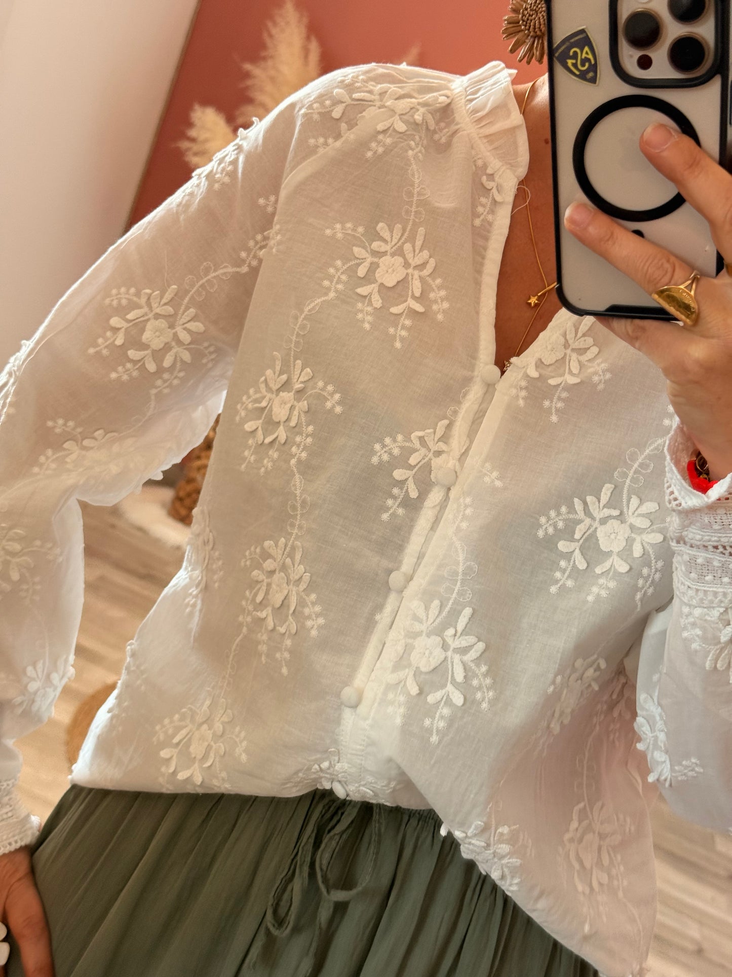 Chemisier à broderie florale