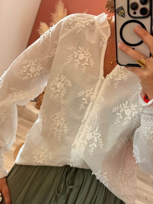 Chemisier à broderie florale