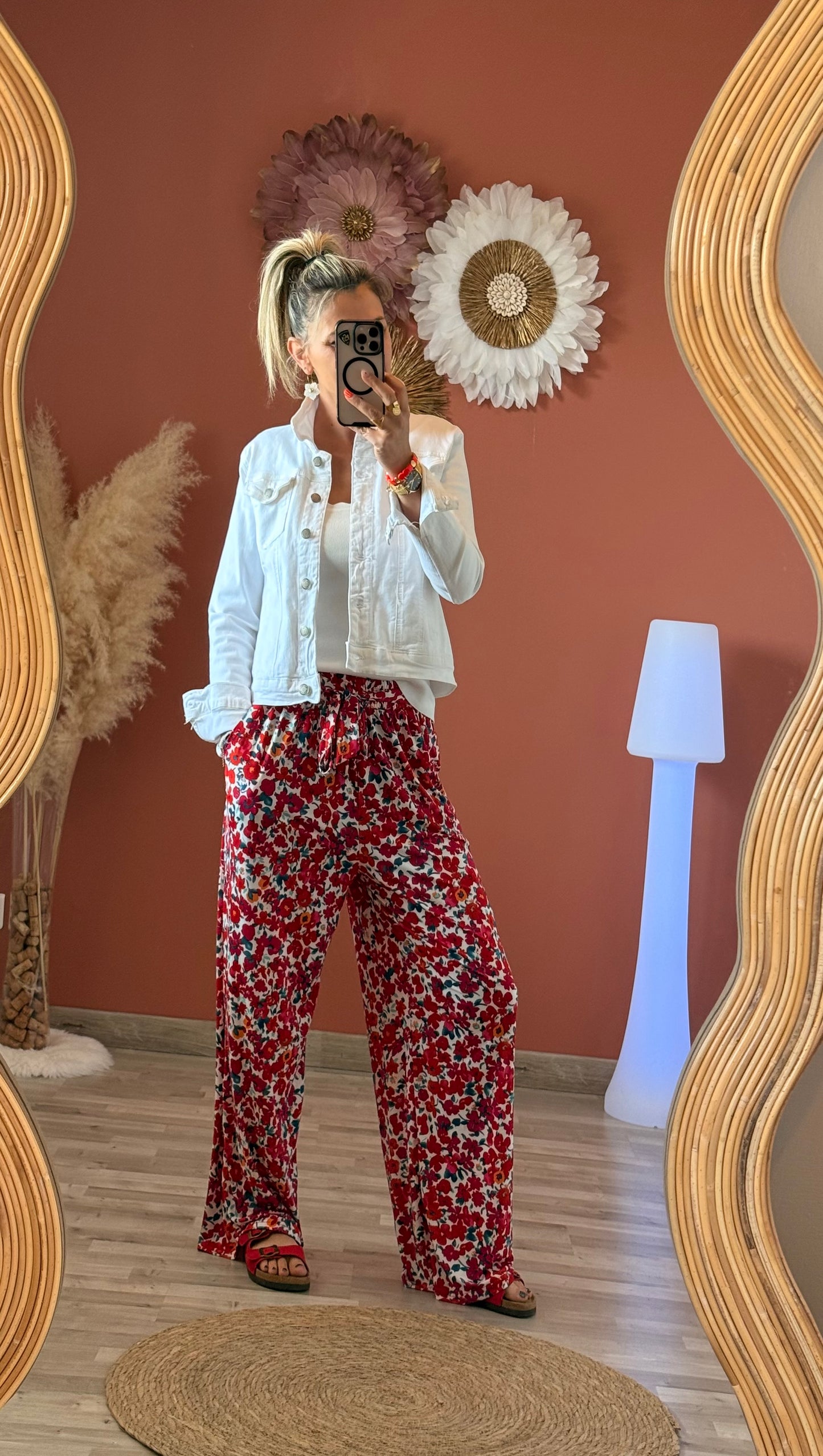 Pantalon large fleur