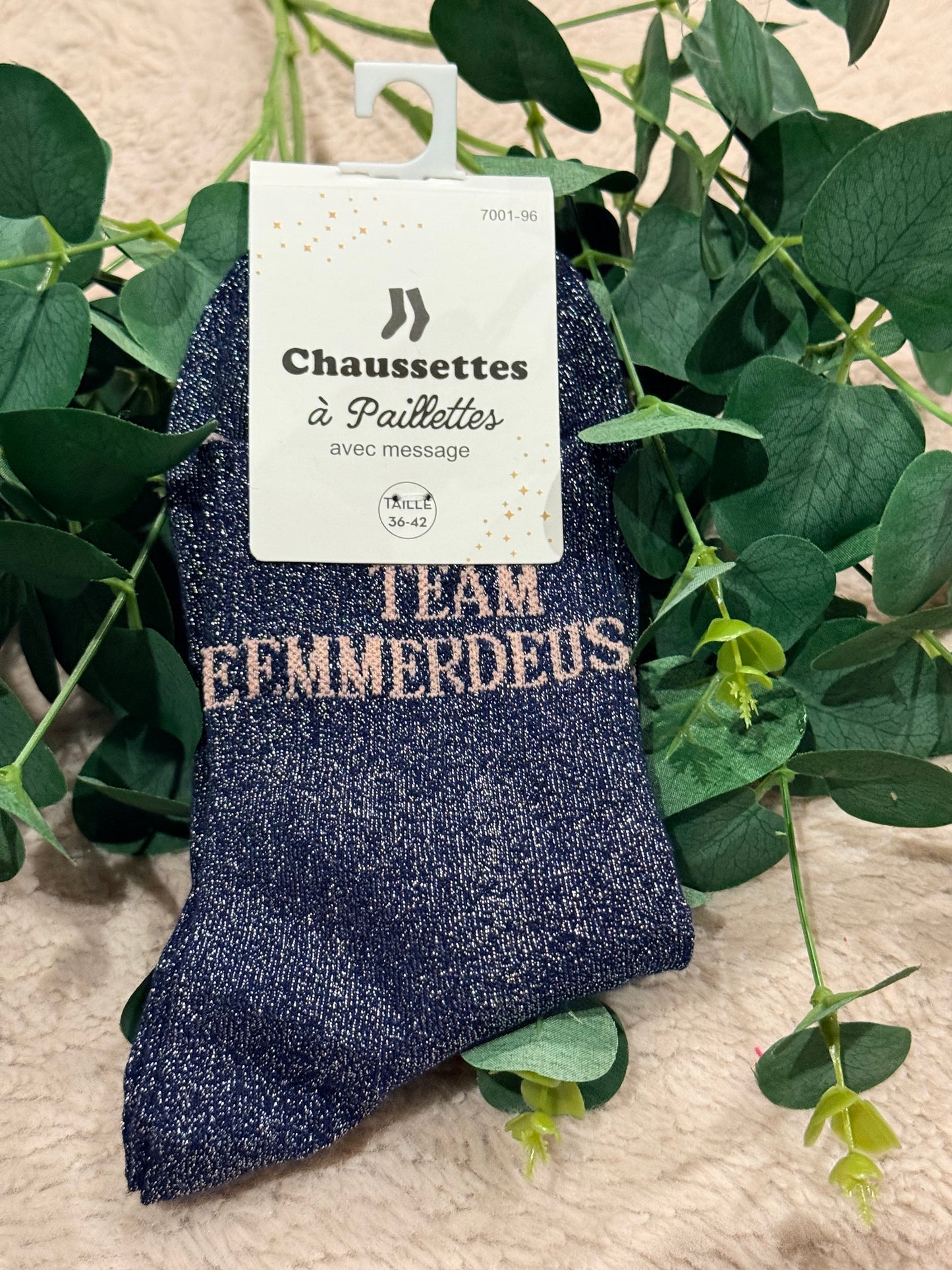 Chaussette à paillettes Team emmerdeuses 🩷