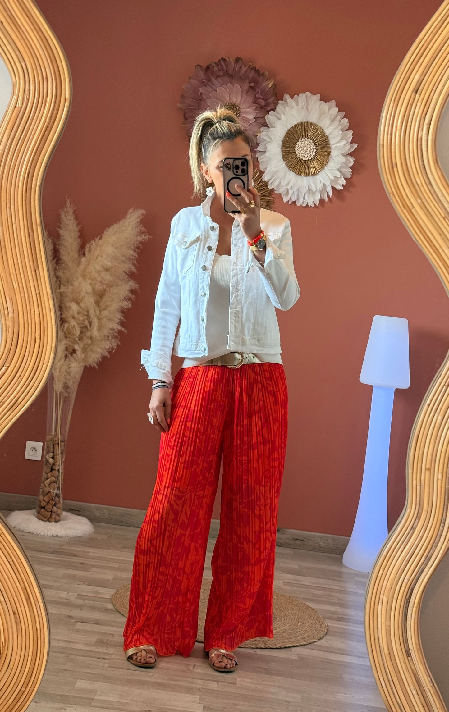 Pantalon large plissée