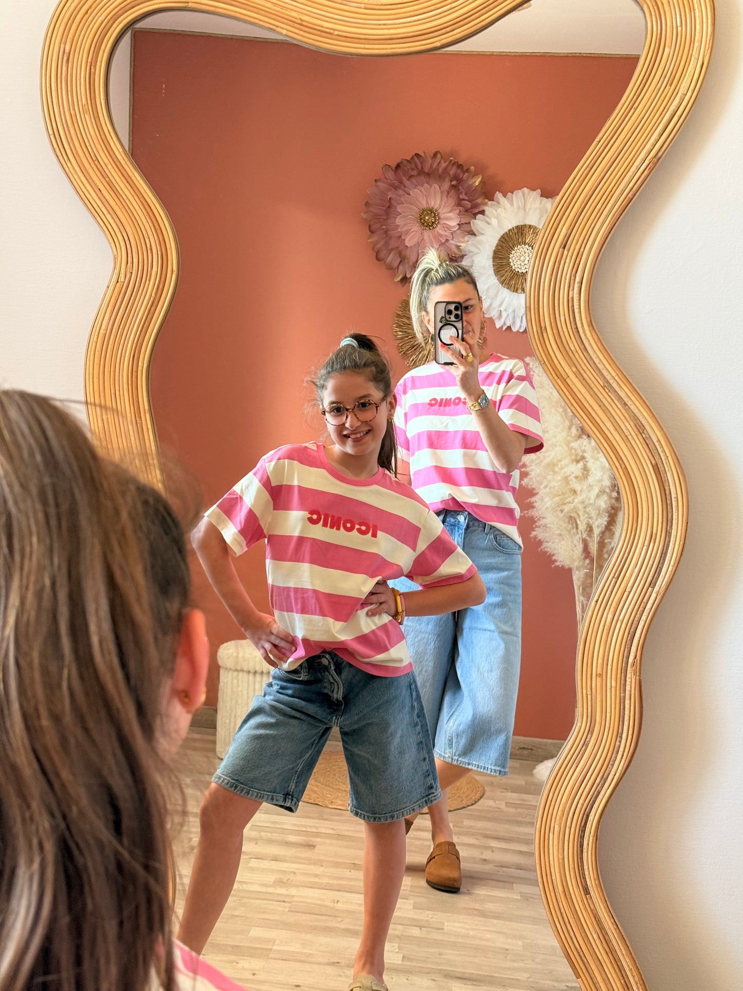 Tee shirt Iconic enfant rose rayé