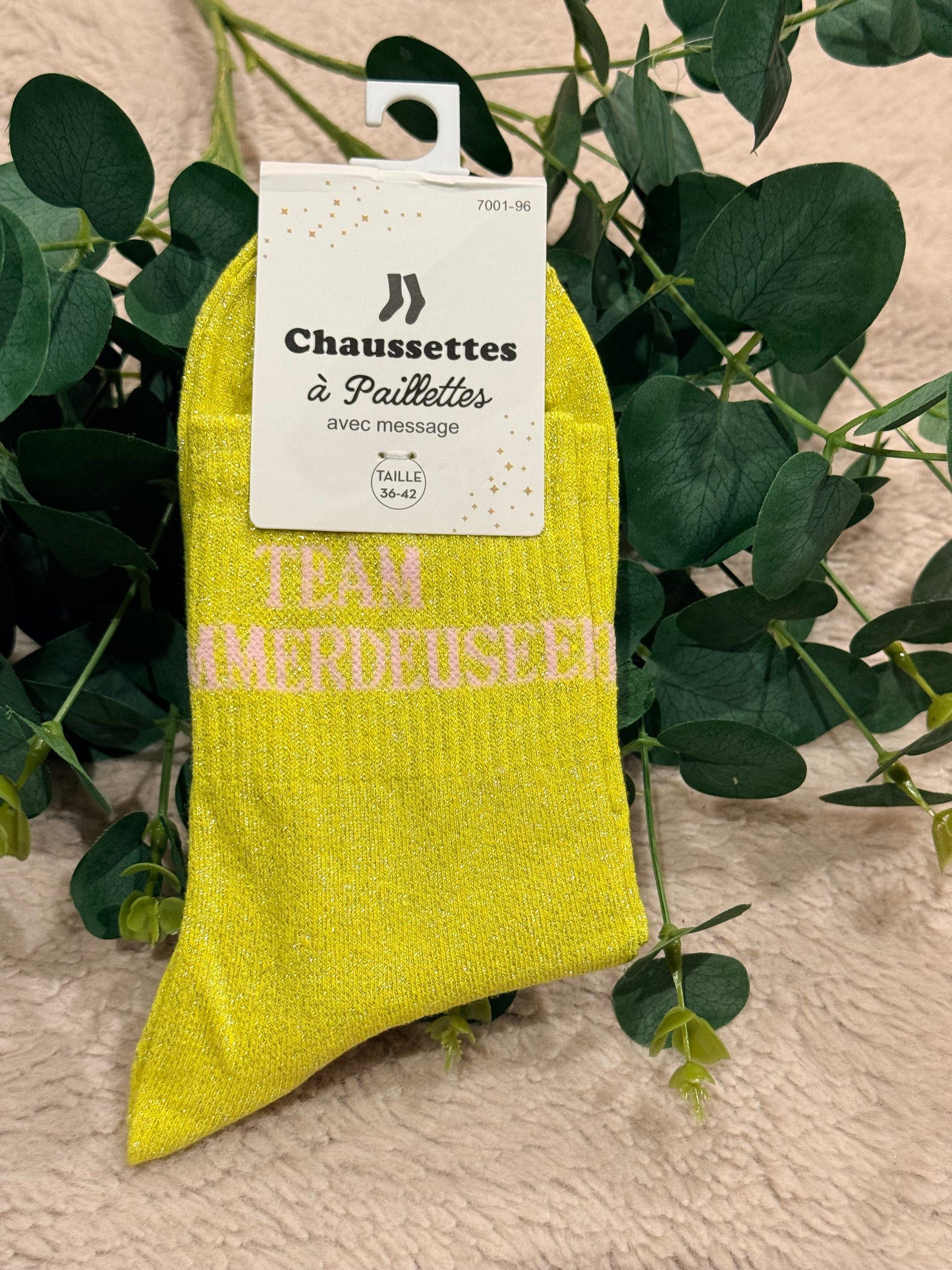 Chaussette à paillettes Team emmerdeuses 🩷