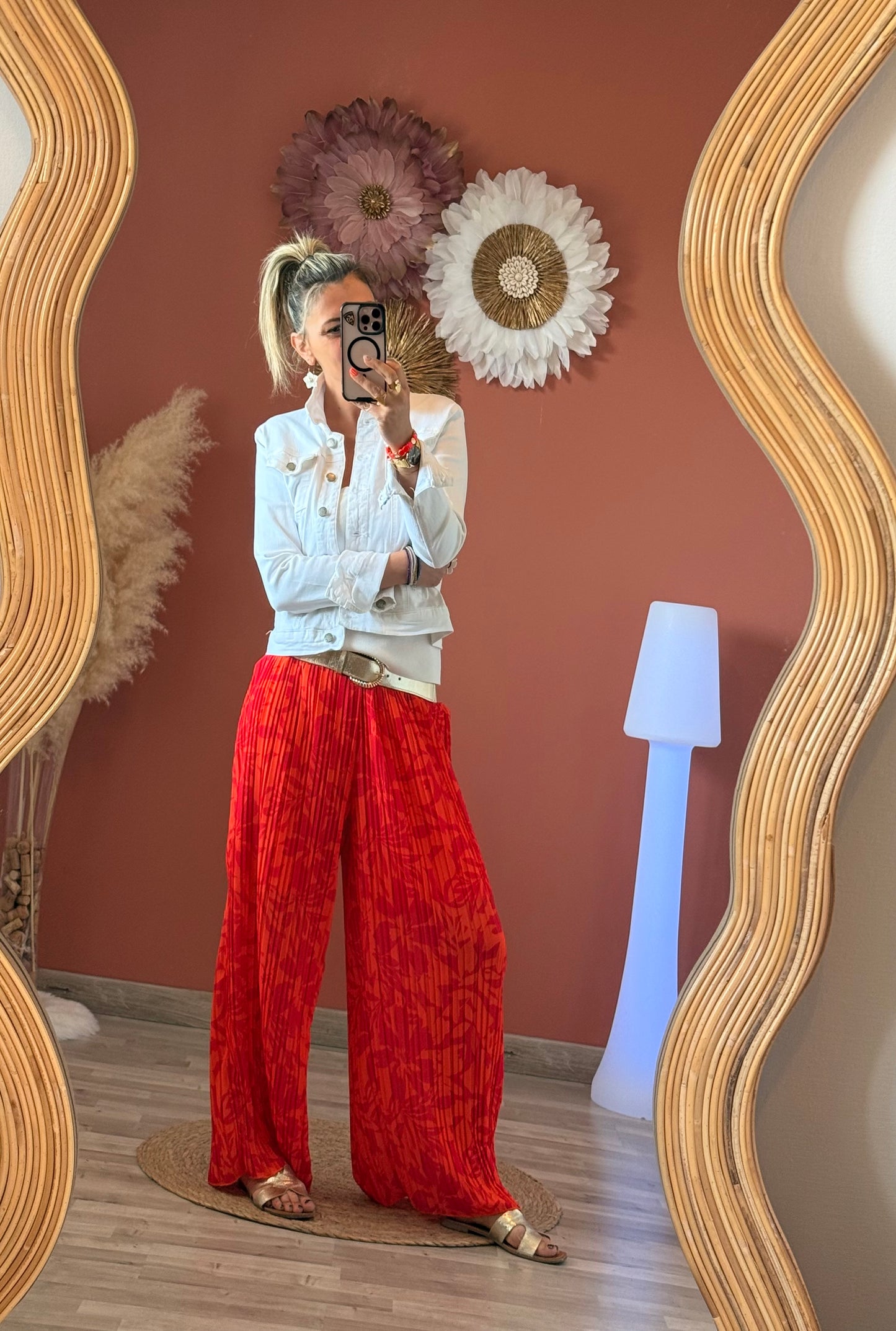 Pantalon large plissée