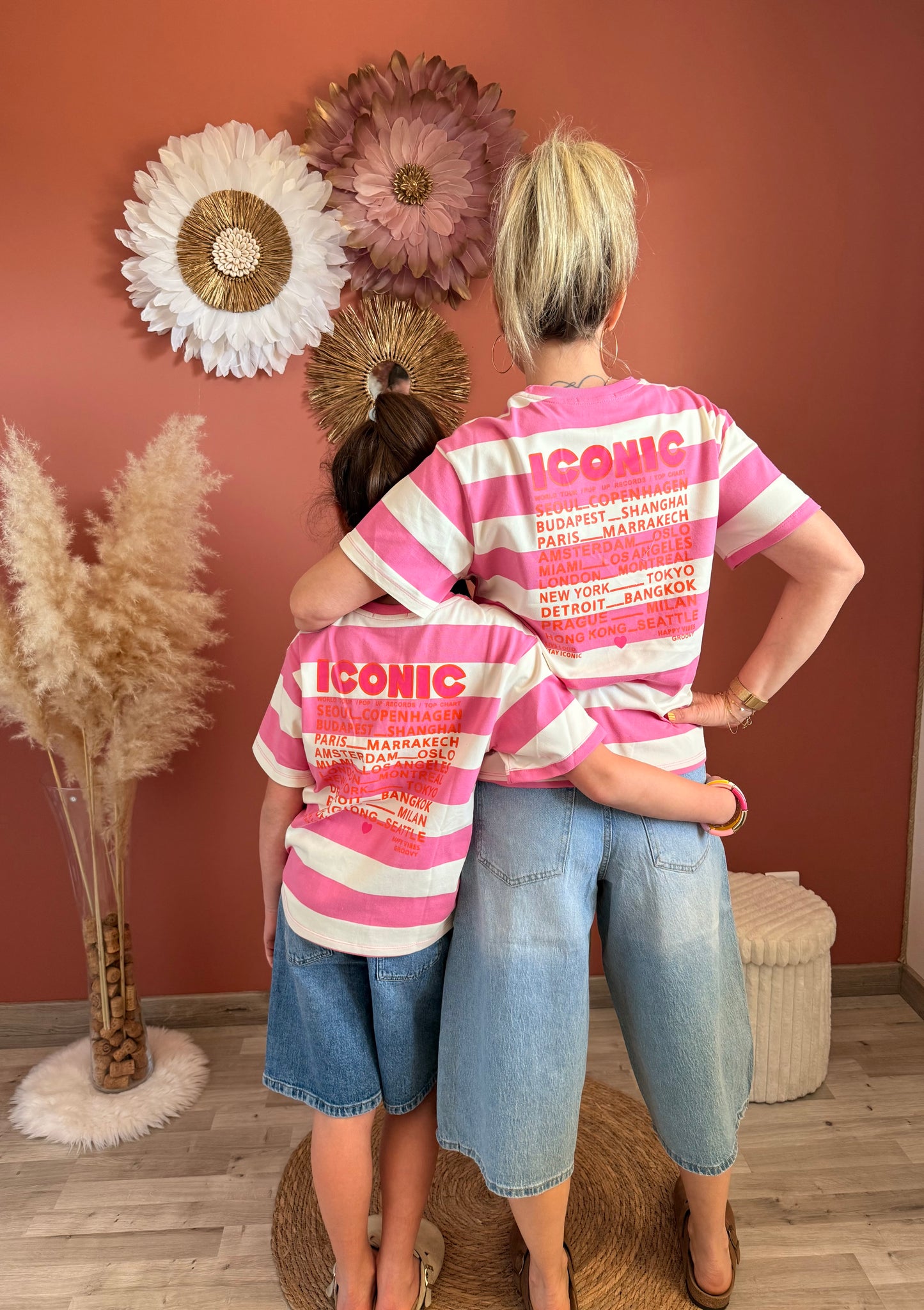 Tee shirt Iconic enfant rose rayé