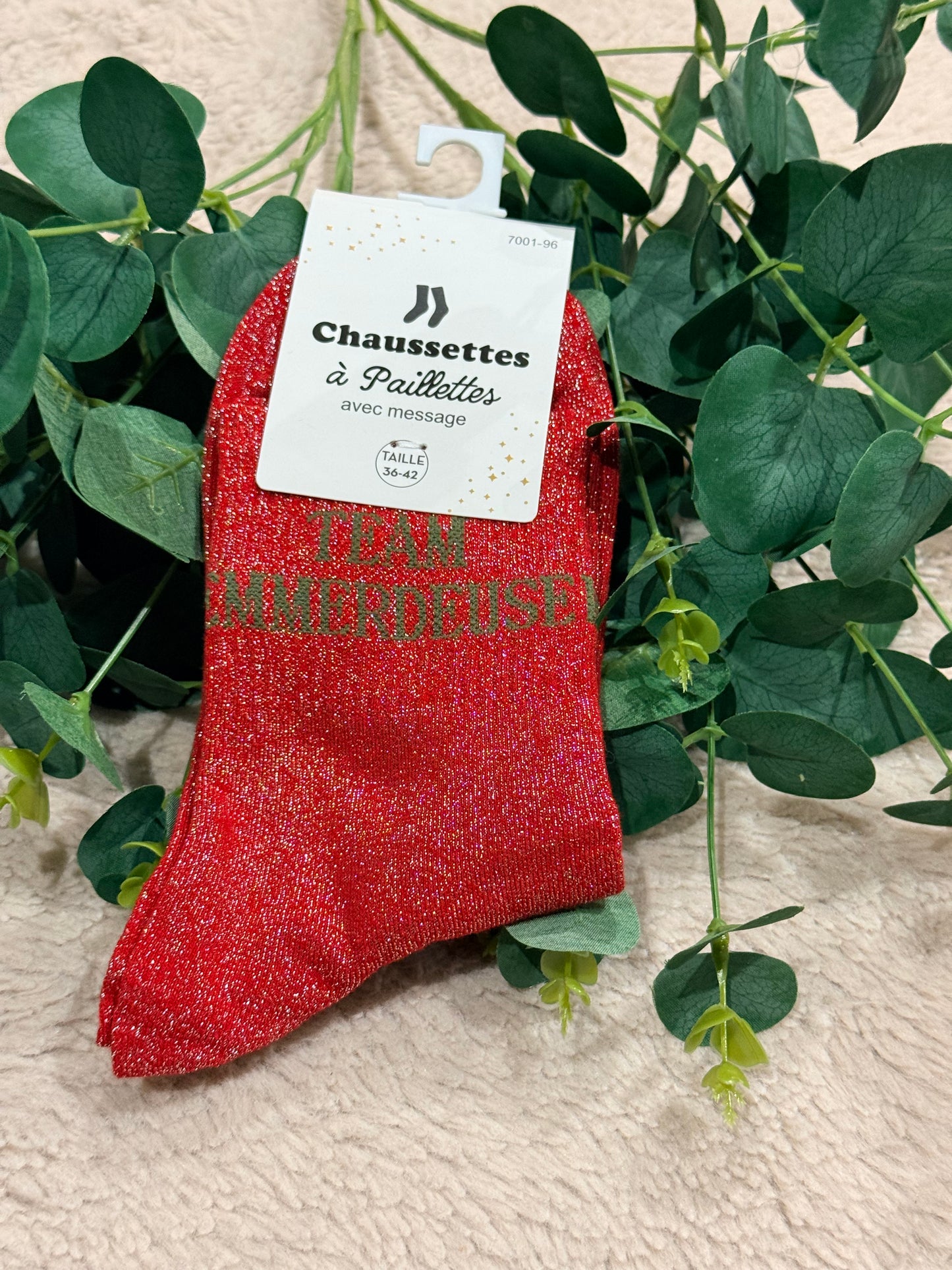 Chaussette à paillettes Team emmerdeuses 🩷