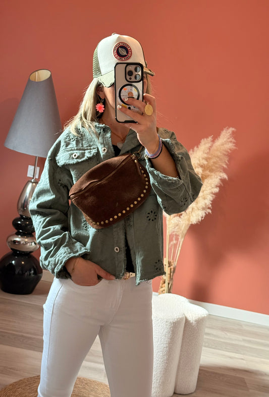 Veste brodée Kaki 💚