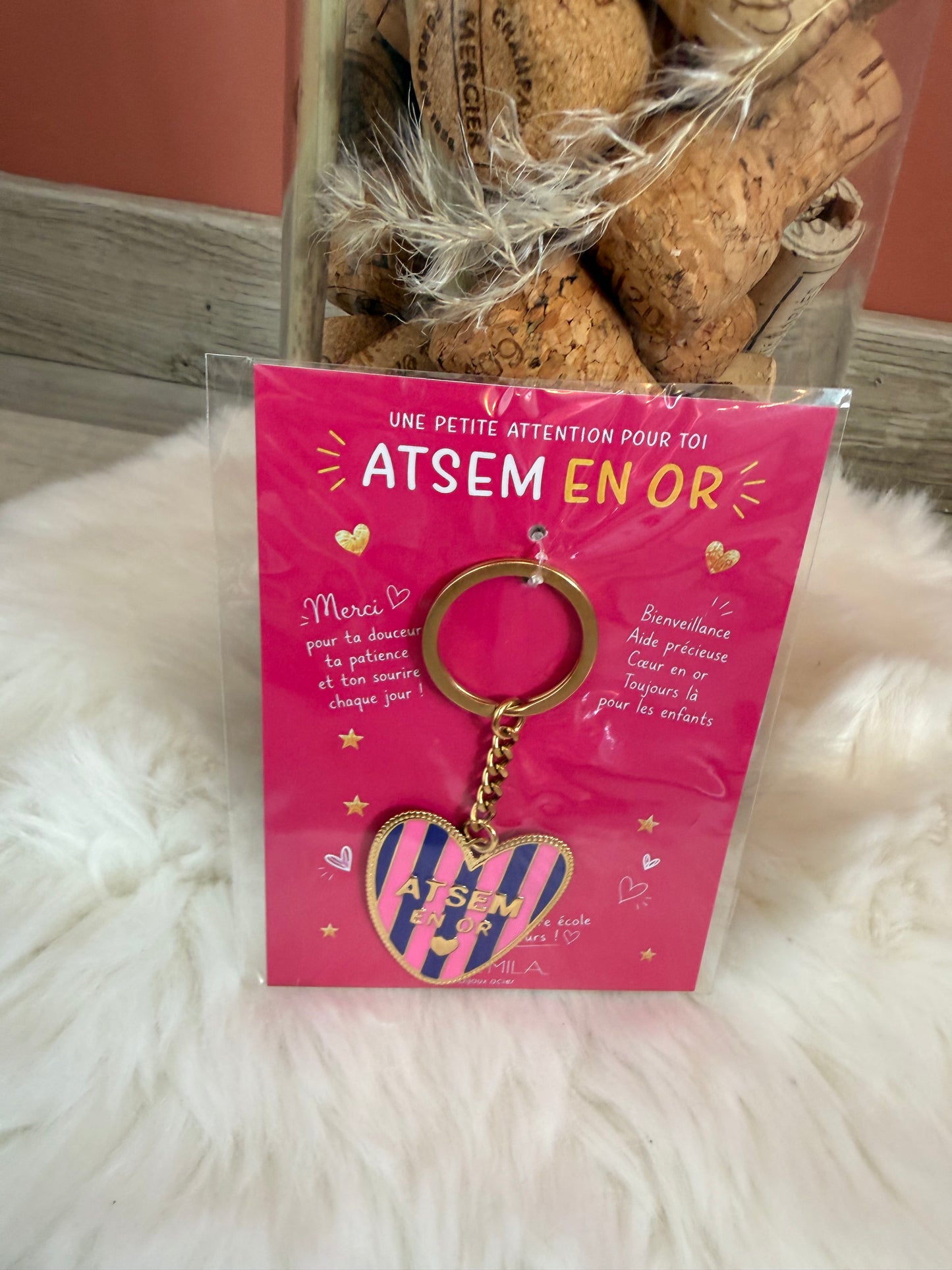 Porte clés Atsem ou maîtresse en or 💙❤️