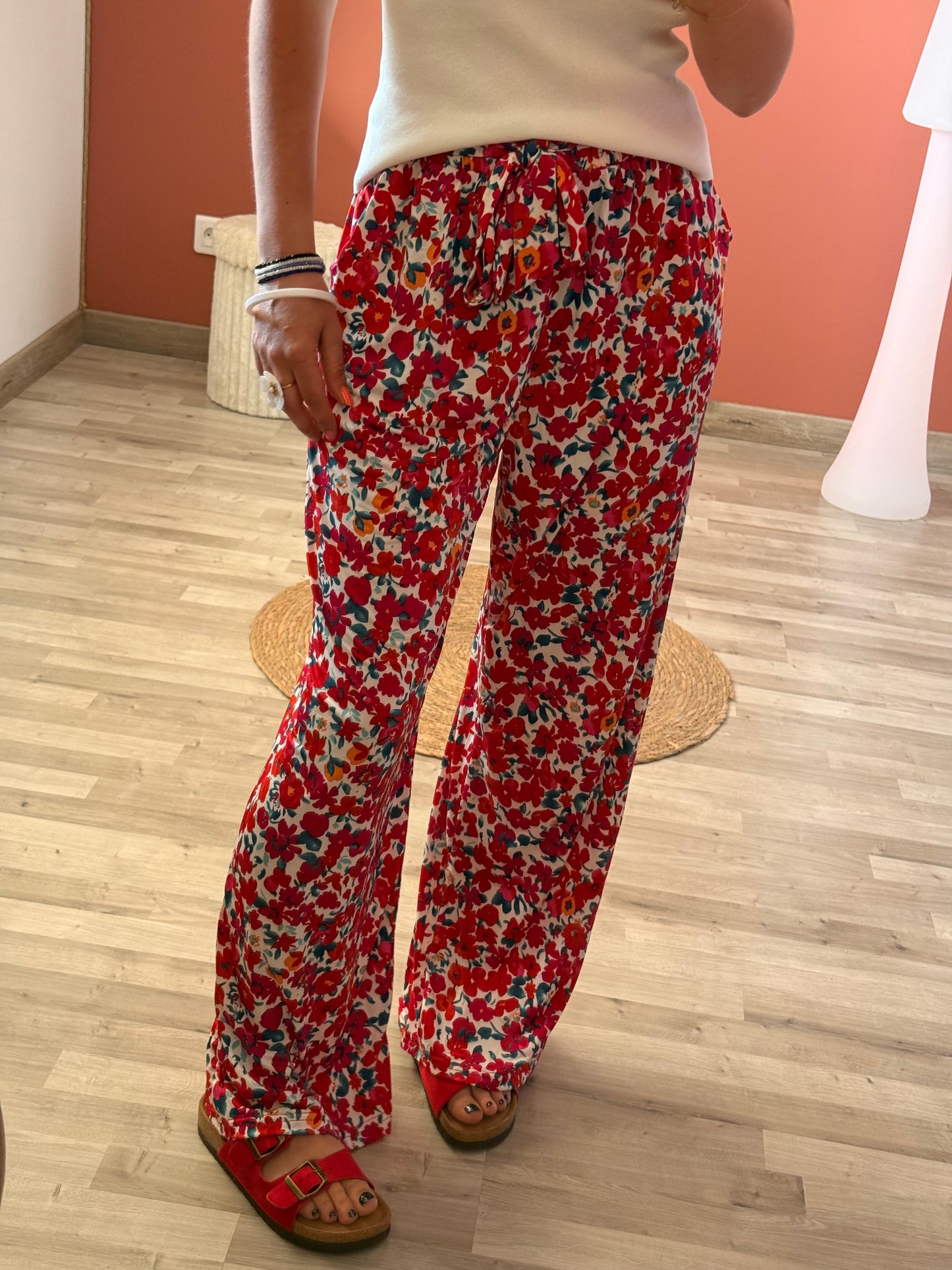 Pantalon large fleur
