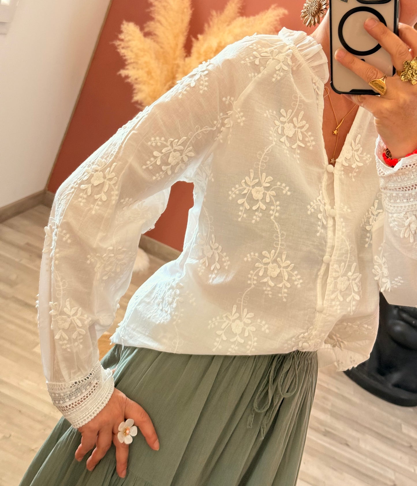 Chemisier à broderie florale