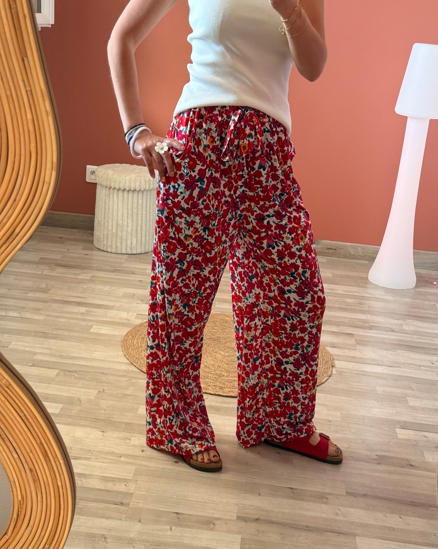 Pantalon large fleur