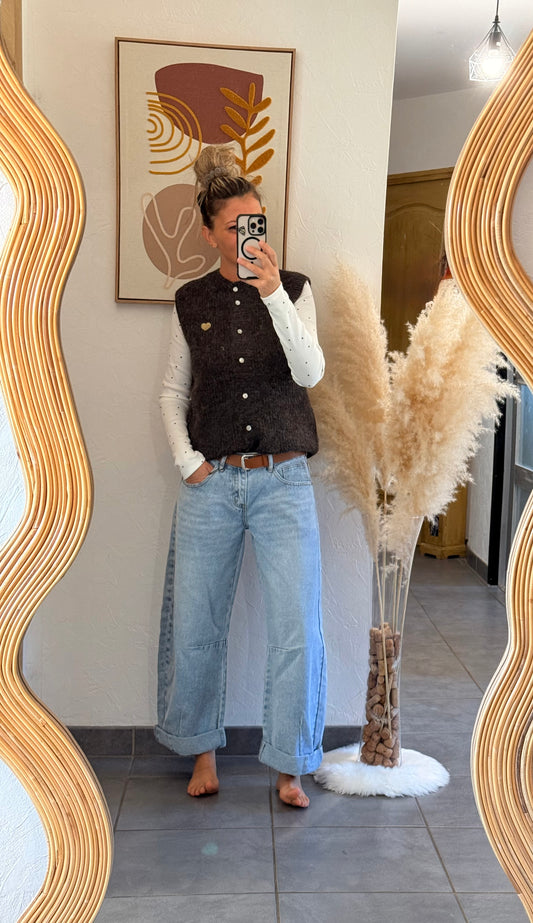 Gilet sans manches broderie cœur