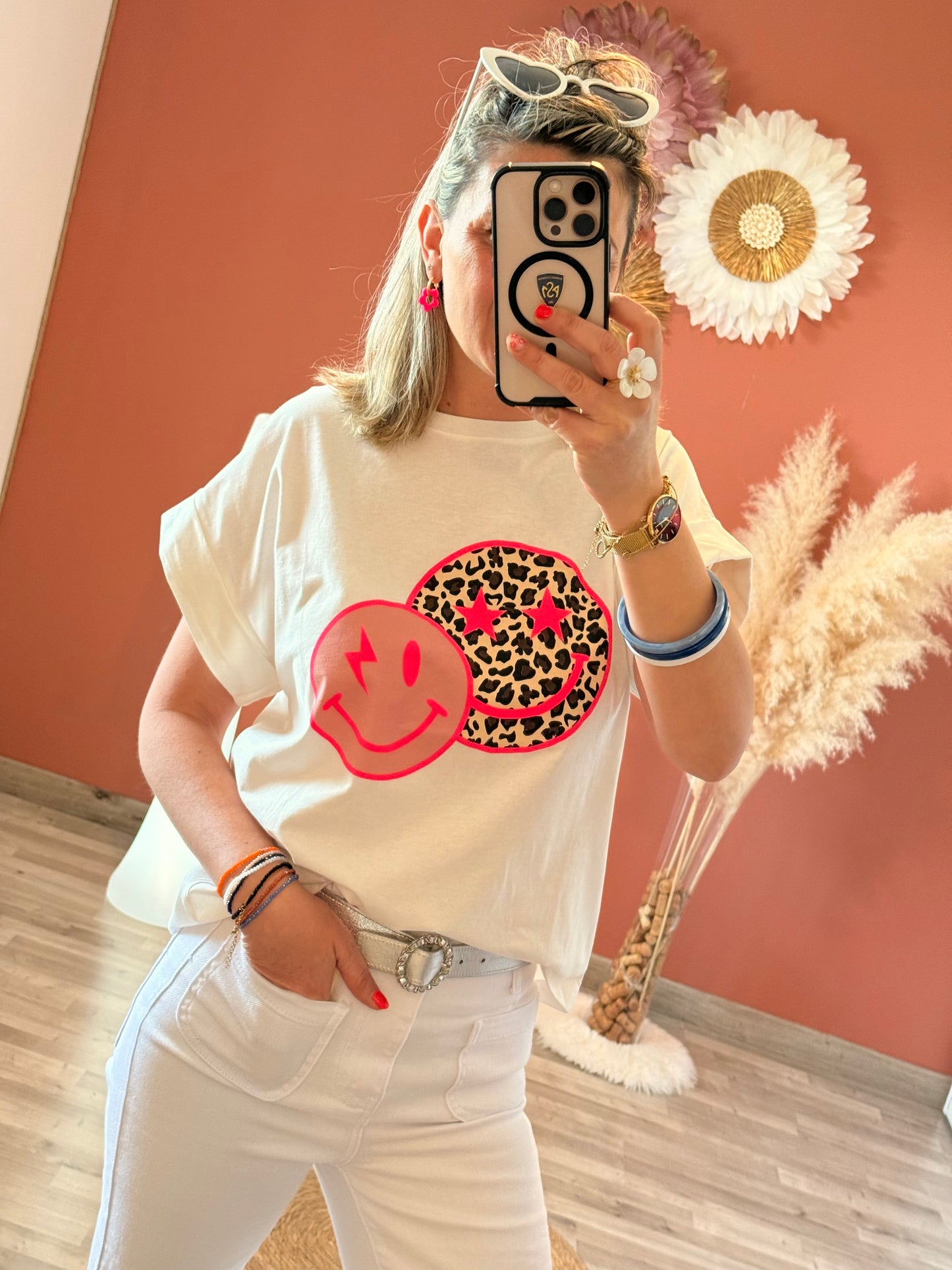 Tee shirt smiley fluo