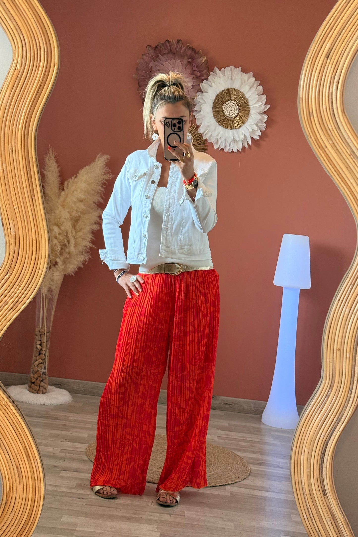Pantalon large plissée