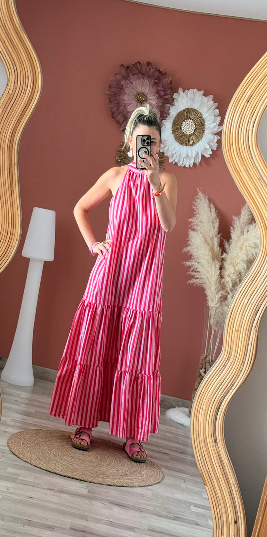 Robe longue à rayures