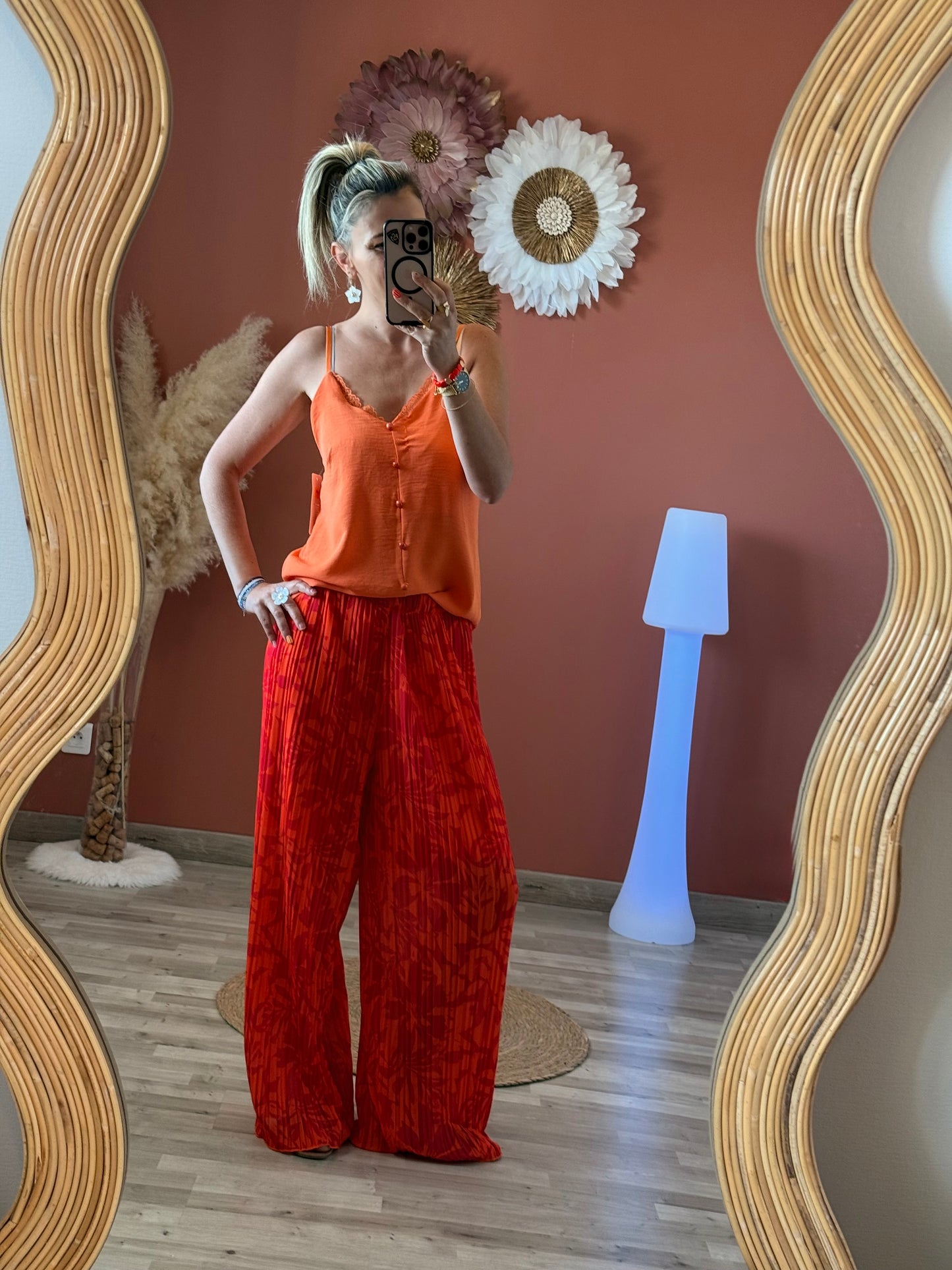 Pantalon large plissée