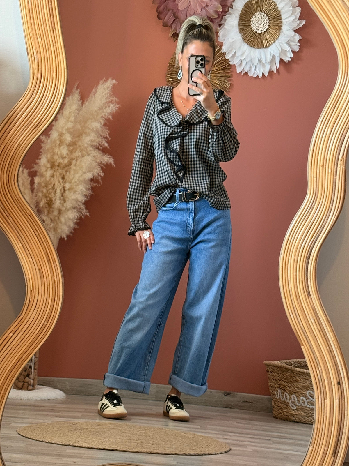 Blouse à carreaux volant Nina 🖤