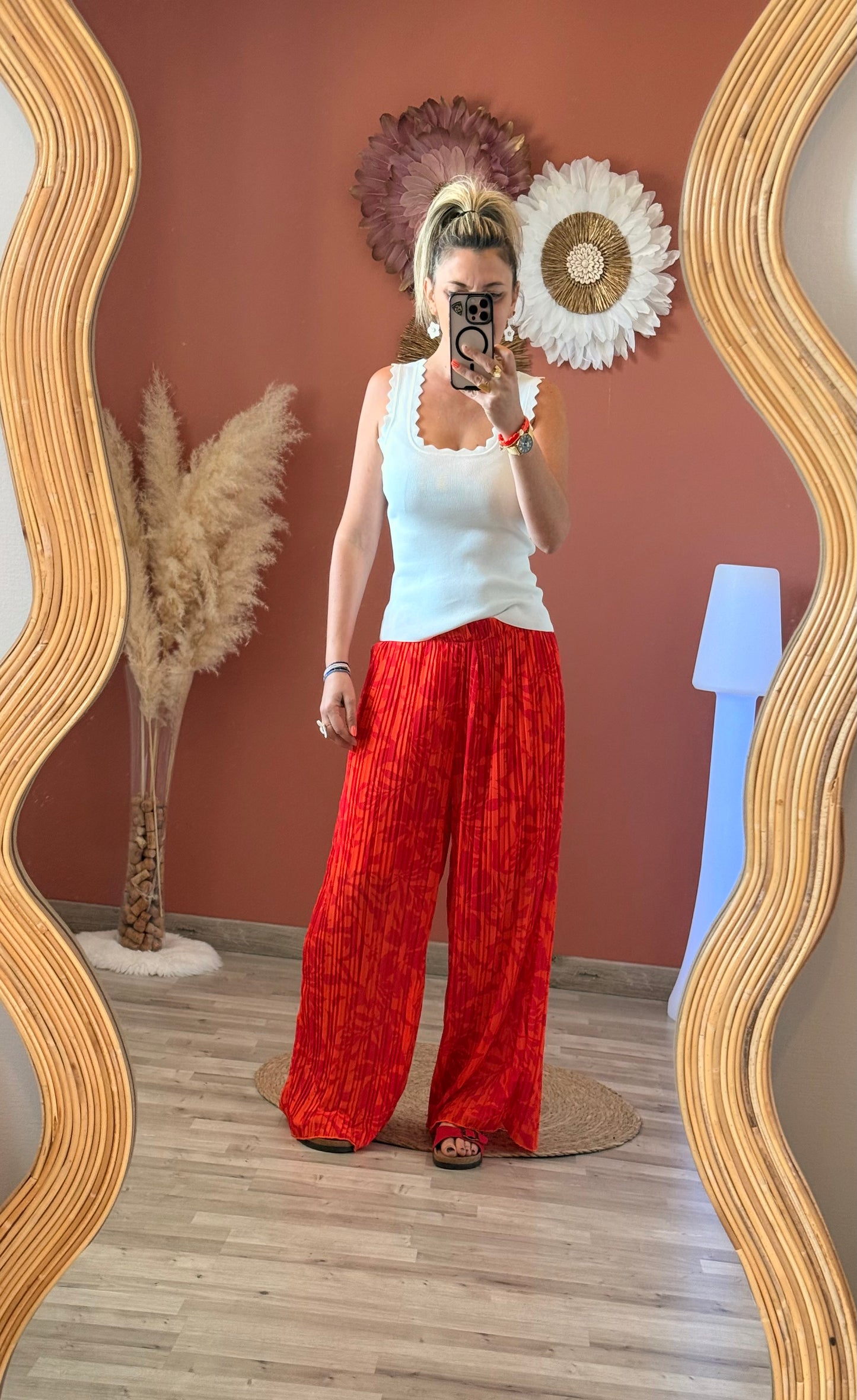 Pantalon large plissée