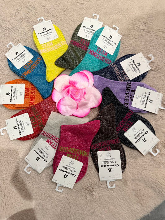 Chaussette à paillettes Team emmerdeuses 🩷