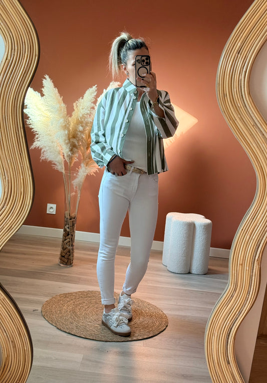 Veste/chemise rayé Jessyca💚🤍