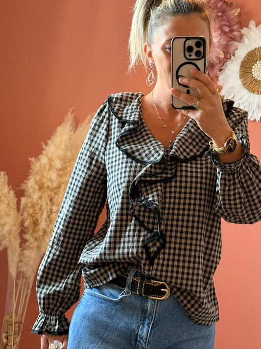 Blouse à carreaux volant Nina 🖤