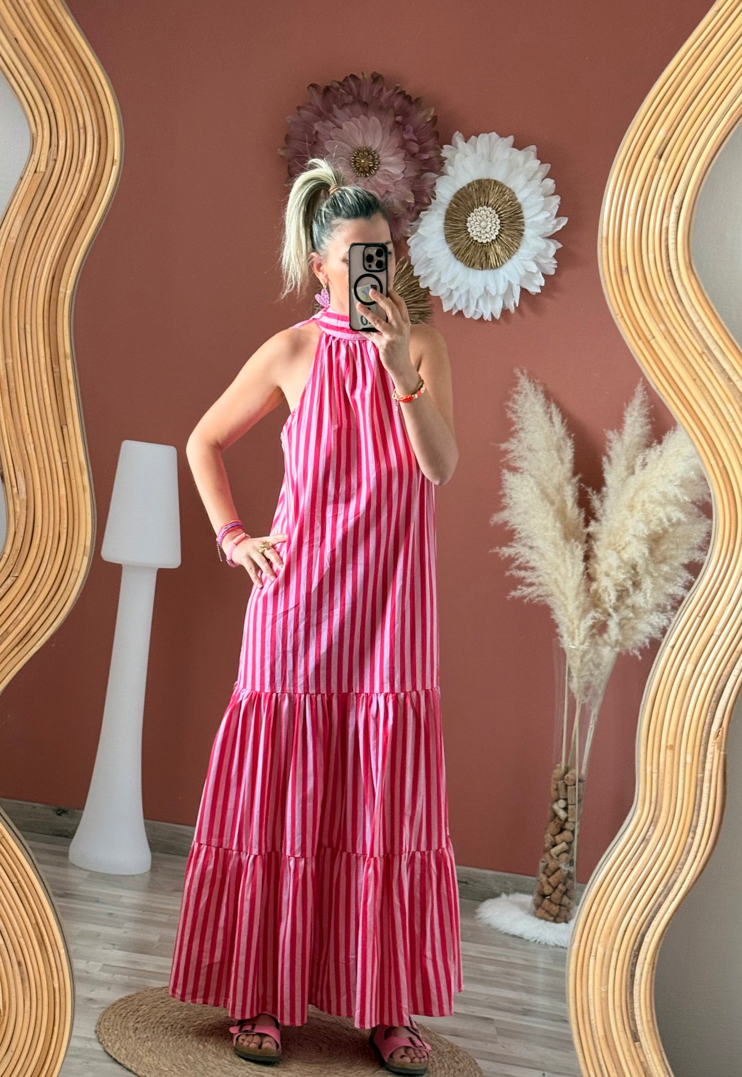Robe longue à rayures