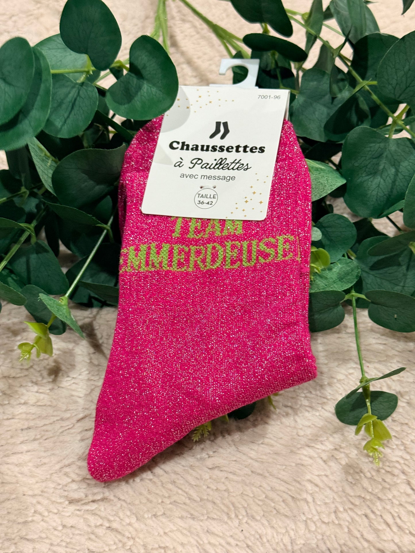 Chaussette à paillettes Team emmerdeuses 🩷