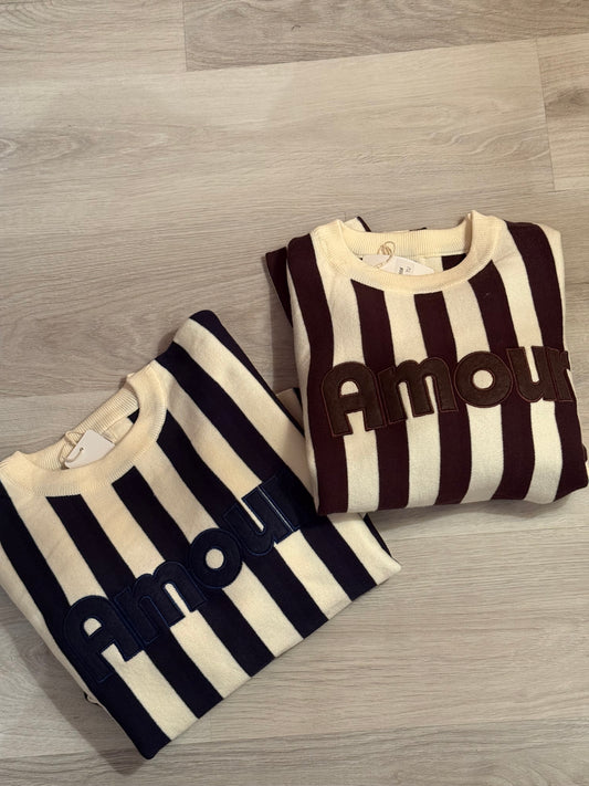 Pull à rayures AMOUR 🤎💙