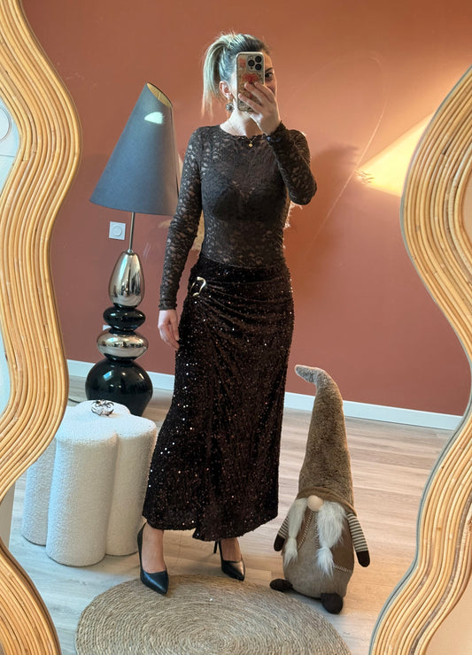 Jupe longue strass Liane 🤎