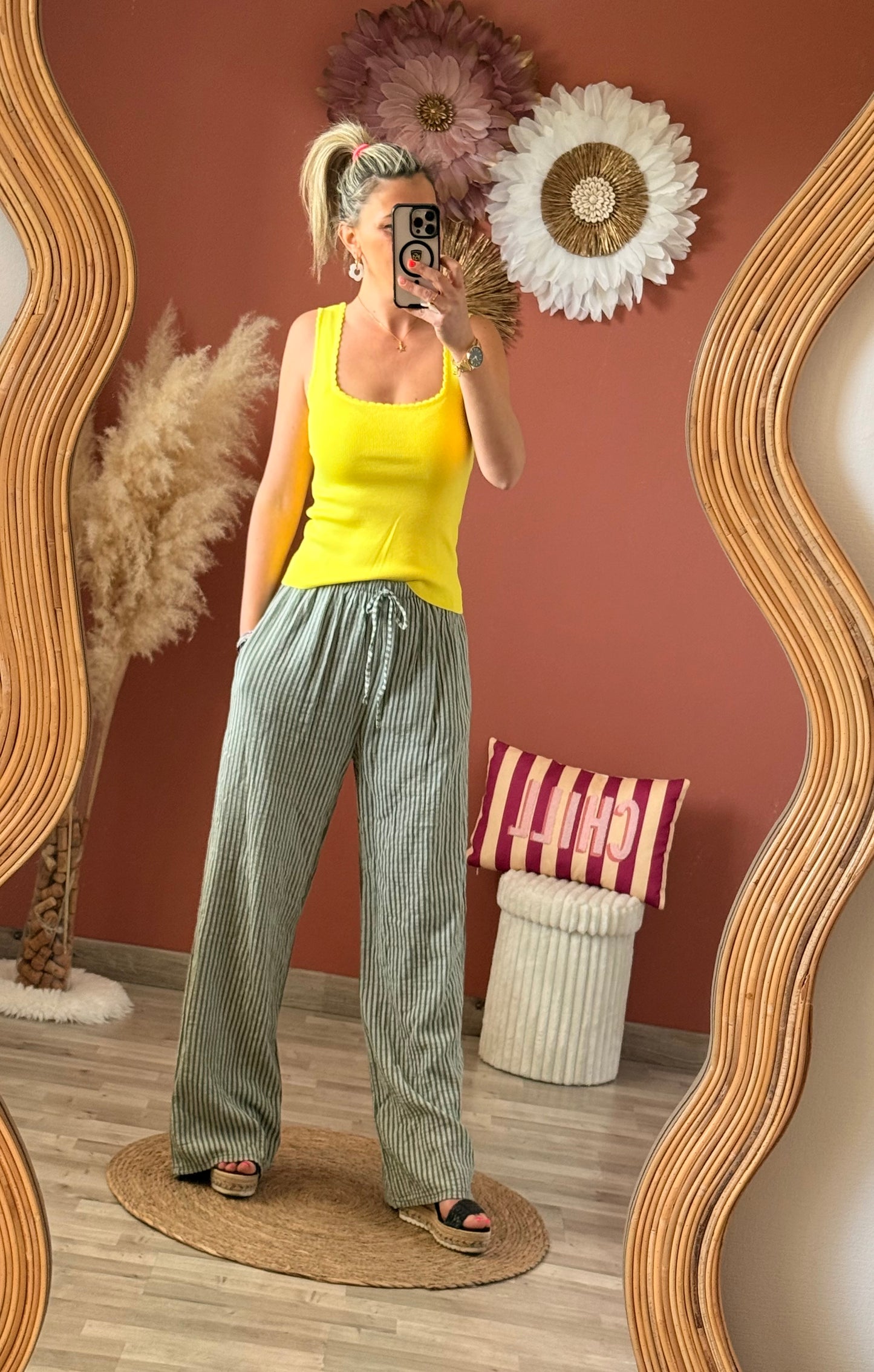 Pantalon à rayures fine