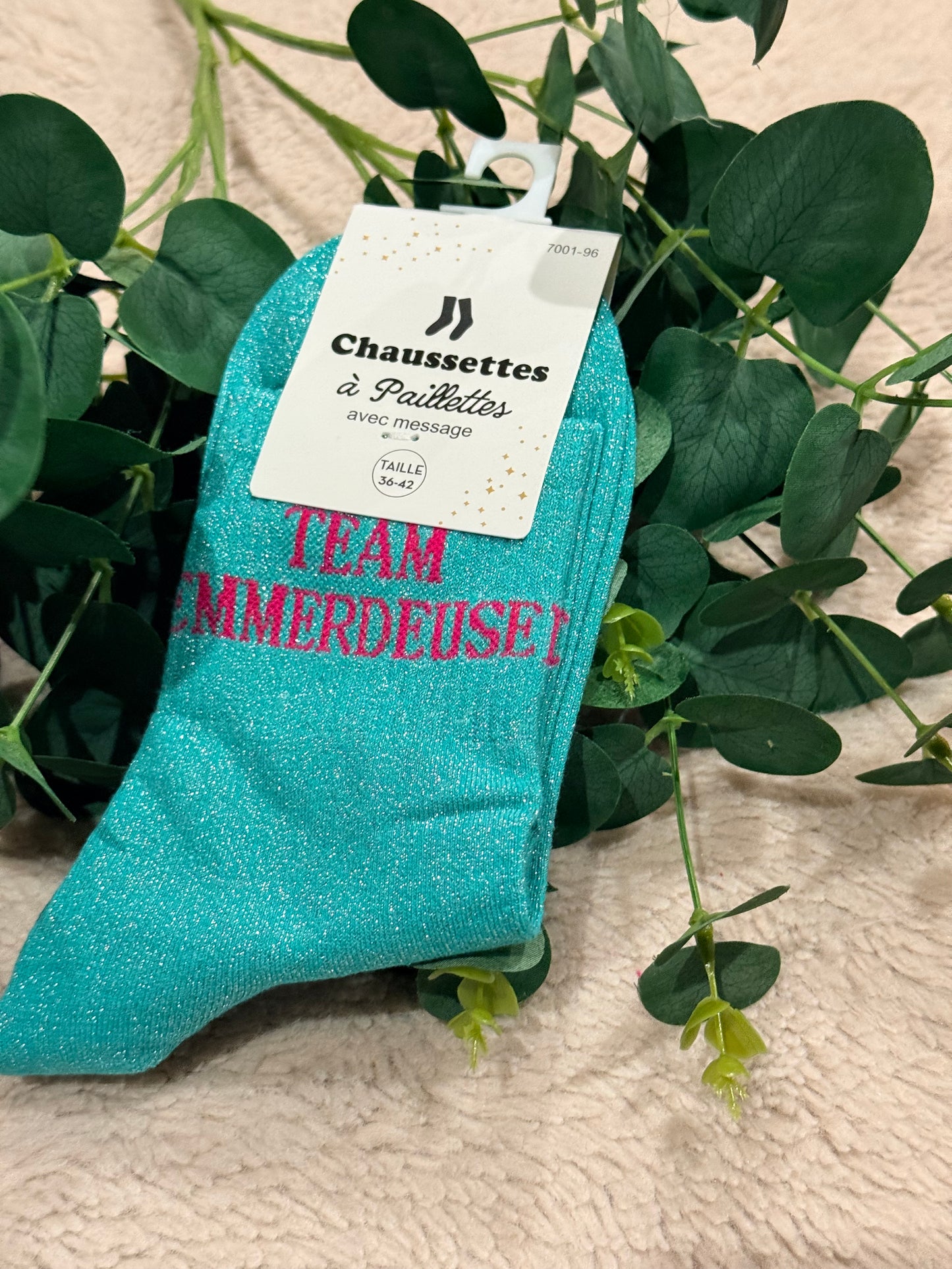 Chaussette à paillettes Team emmerdeuses 🩷