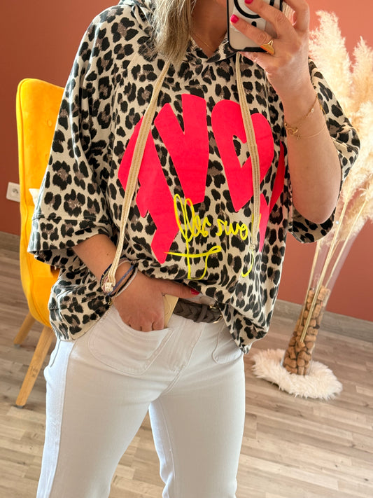 Haut oversize léopard
