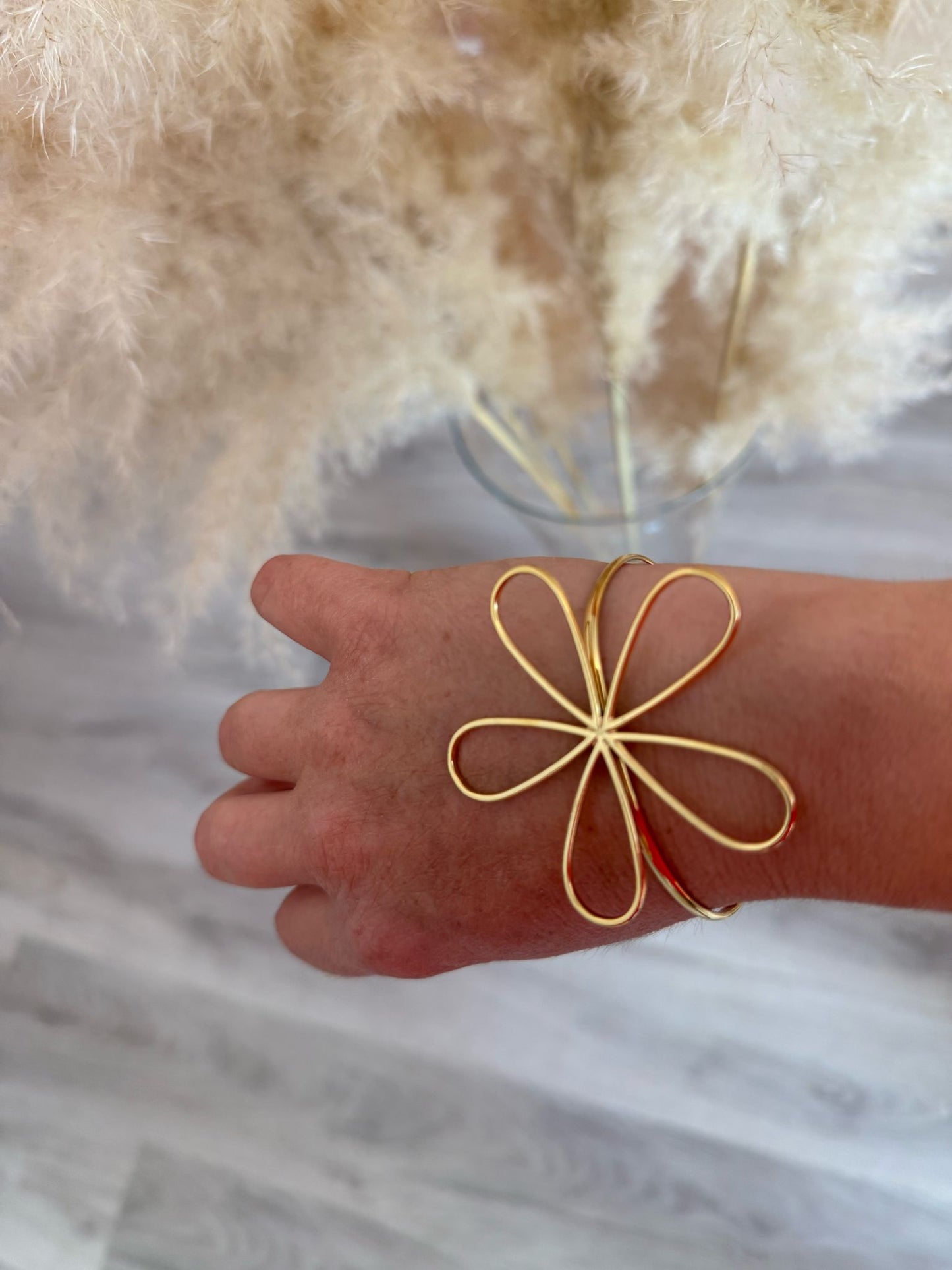 Bracelet Jonc Fleur Doré